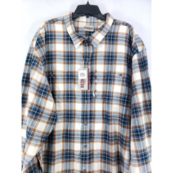 RedHead Mens 5XL Ozark Mountain Plaid Flannel Shirt Long-Sleeve Comfortable Fit - Picture 4 of 8